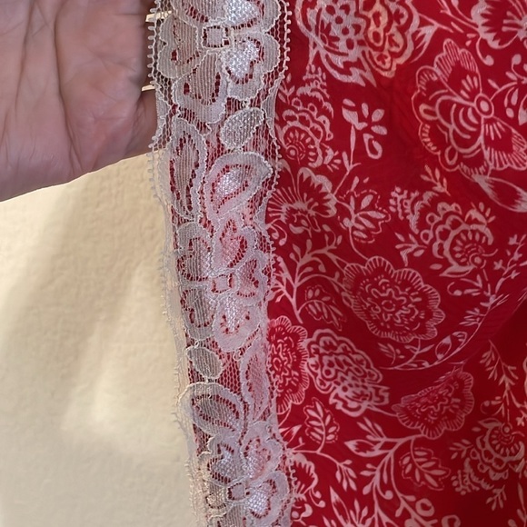 Venus Women Kimono Cardigan Large Red & White Floral Paisley Bohemian Preppy - Picture 6 of 14